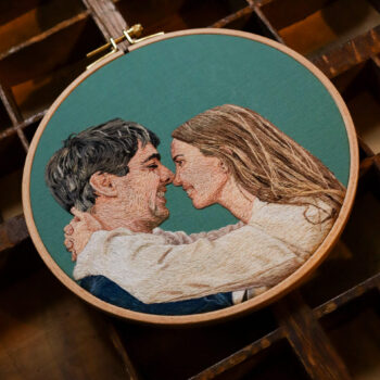 wedding day embroidered portrait